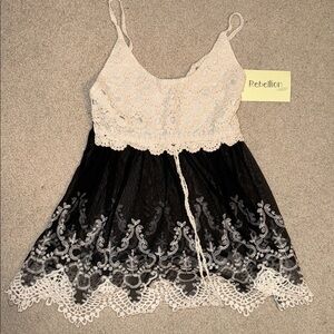 Rebellion Black and Cream Crochet top